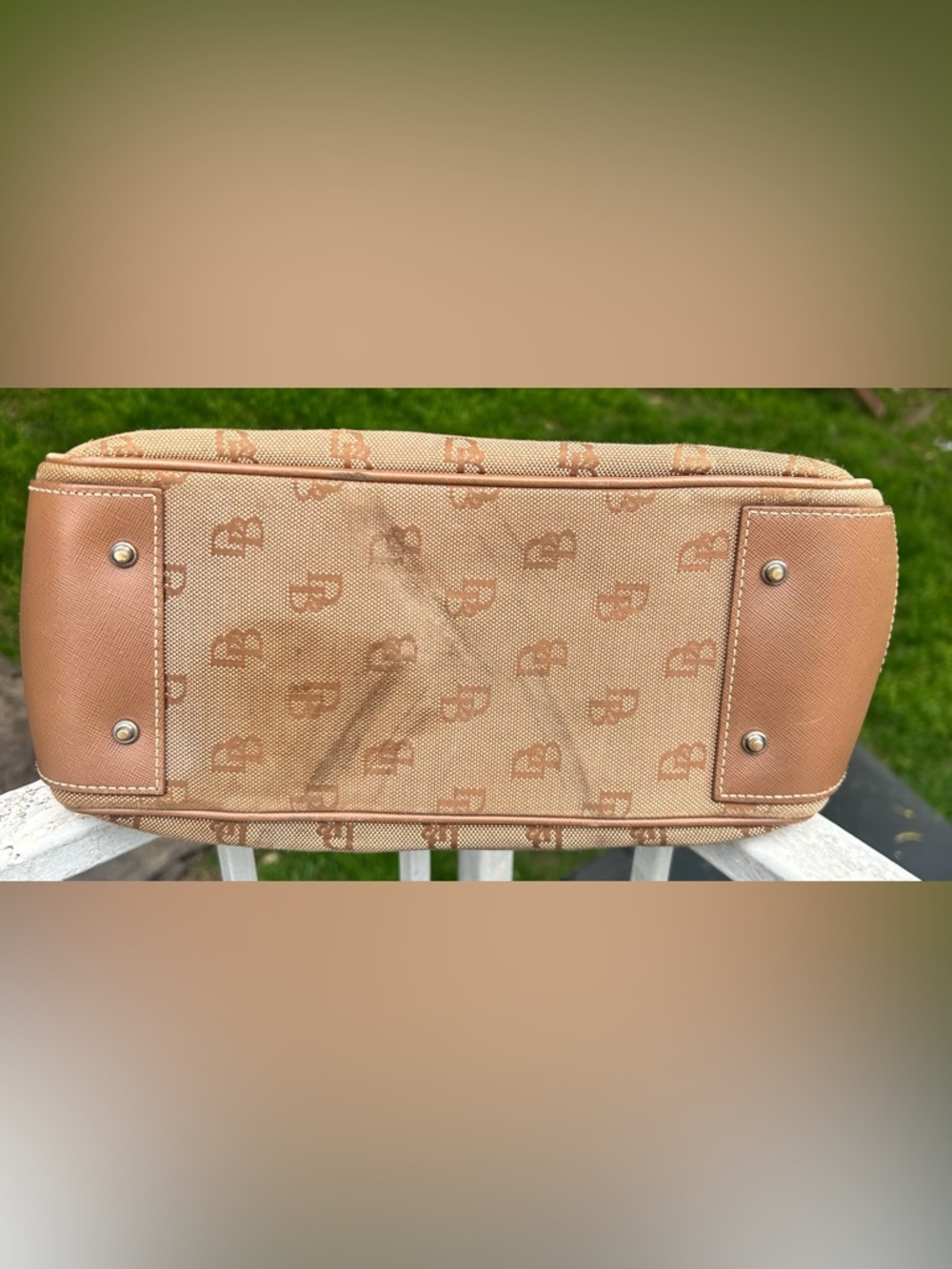 Dooney & Bourke Tan Logo Tote with Leather Trim - Picture 4 of 6